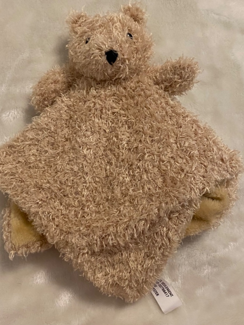 Blankets & Beyond Beige Tan Teddy Bear Fuzzy Plush Baby Security Blanket Lovey